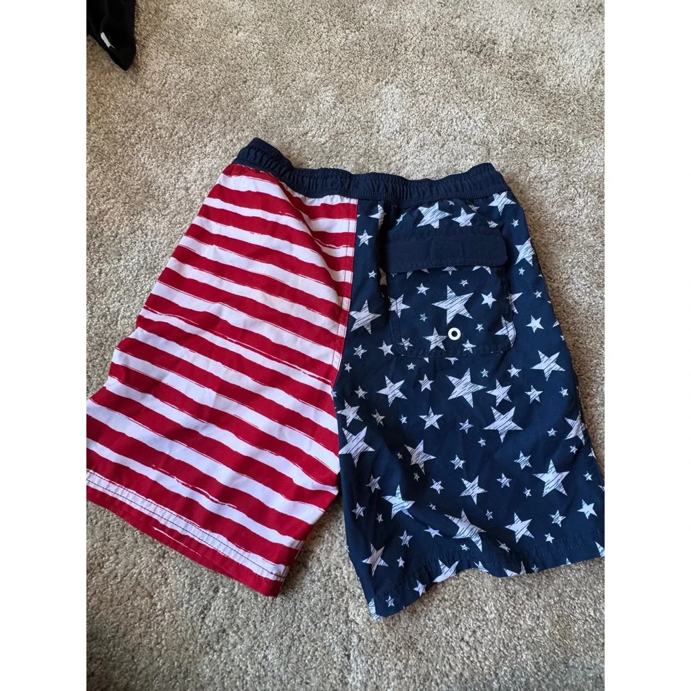 Wonder Nation Boys Americana Stars and Stripes Swim Trunks L 10-12